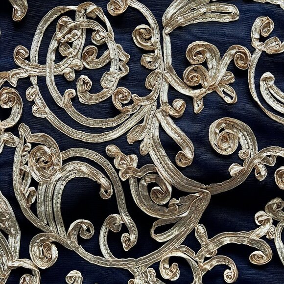 Connected Apparel Navy Blue Sheath Dress with Gold Embroidered Design – Sz 8 #49 - Picture 3 of 6